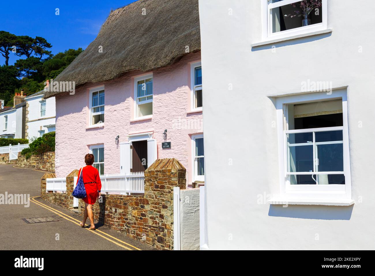 Lower Castle Road, St. Mawes Village, Falmouth, Cornovaglia, Inghilterra, Regno Unito Foto Stock