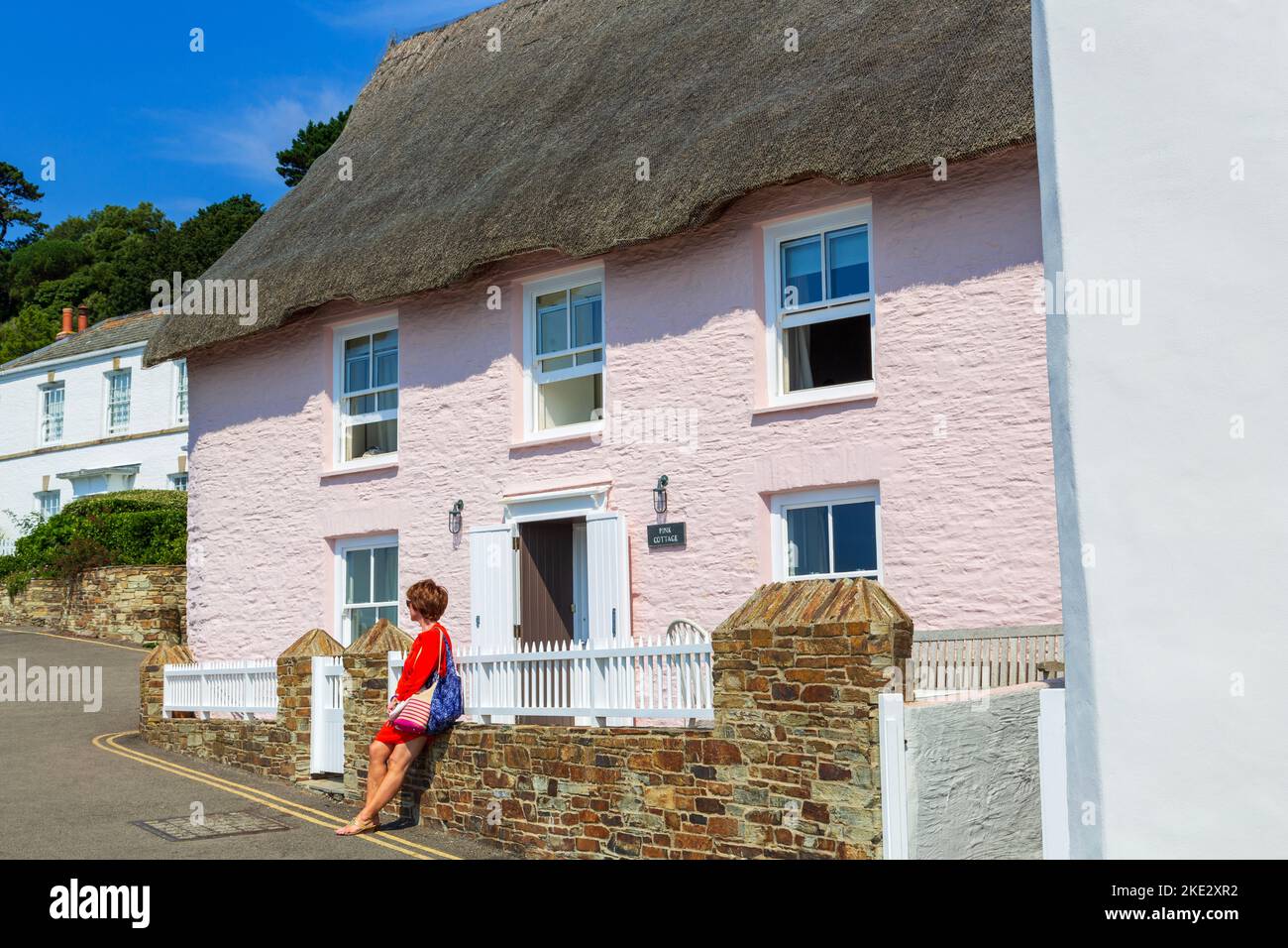 Lower Castle Road, St. Mawes Village, Falmouth, Cornovaglia, Inghilterra, Regno Unito Foto Stock