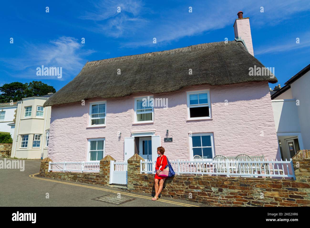 Lower Castle Road, St. Mawes Village, Falmouth, Cornovaglia, Inghilterra, Regno Unito Foto Stock