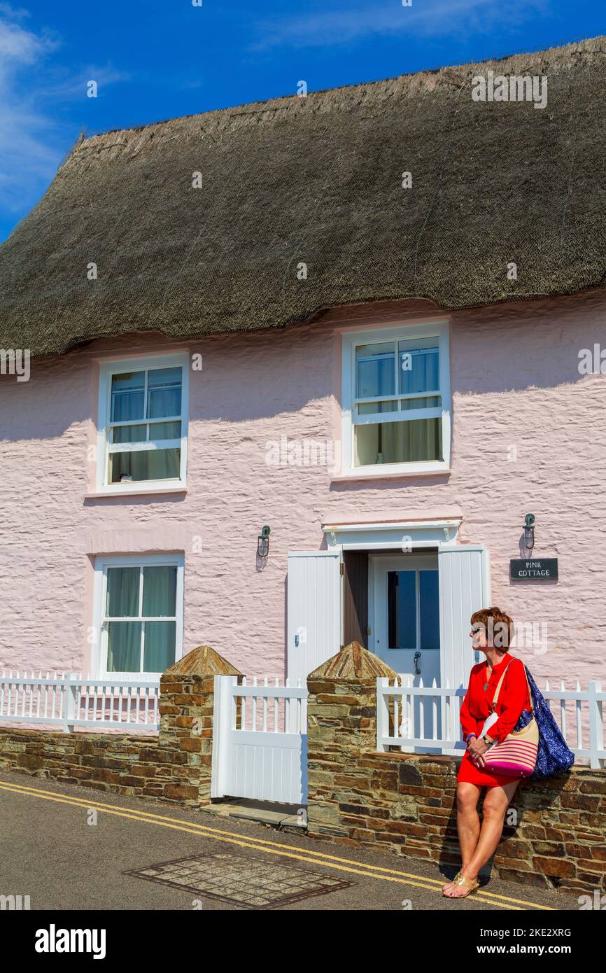 Lower Castle Road, St. Mawes Village, Falmouth, Cornovaglia, Inghilterra, Regno Unito Foto Stock