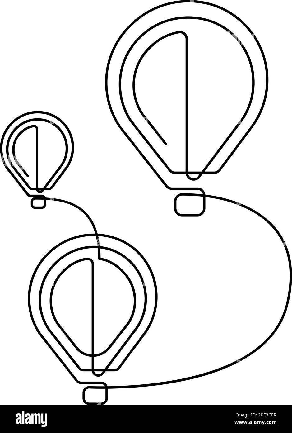 Palloncini ad aria calda che volano con disegno a linea continua. Illustrazione vettoriale Illustrazione Vettoriale