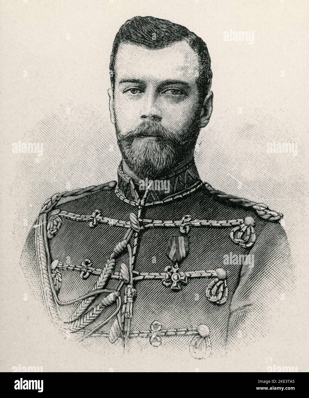 Ritratto dell'Imperatore di Russia Nicola II, illustrazione 1900s Foto Stock