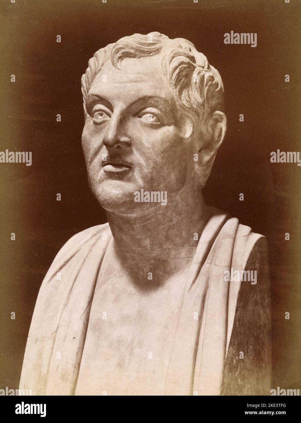 Statua in busto di marmo del filosofo greco Aristotele, 1890s Foto Stock