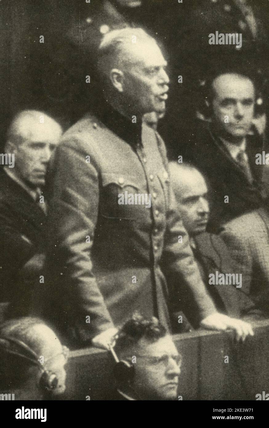 Generale tedesco, Field marshall e criminale di guerra Wilhelm Keitel durante il processo di Norimberga, Germania 1945 Foto Stock