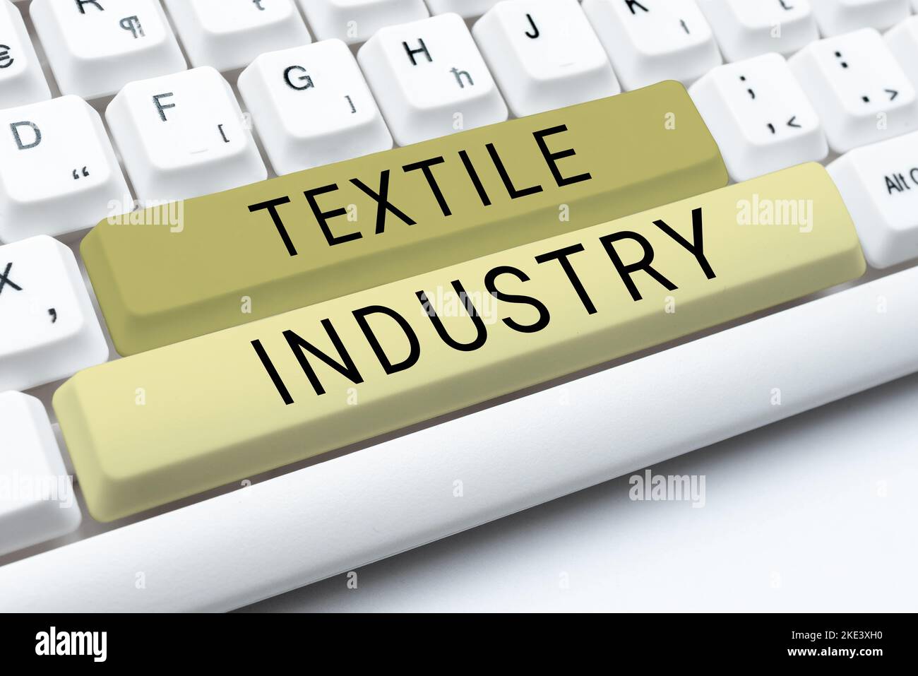 Esposizione concettuale industria tessile. Business concept produzione e distribuzione di tessuti e abbigliamento in filato Foto Stock