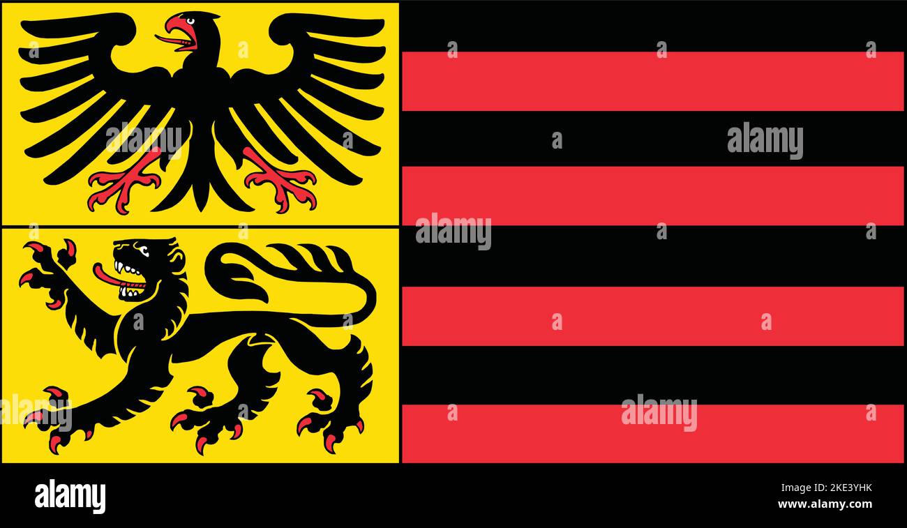 Illustrazione ufficiale del vettore di bandiera della capitale regionale tedesca di Düren, GERMANIA Illustrazione Vettoriale