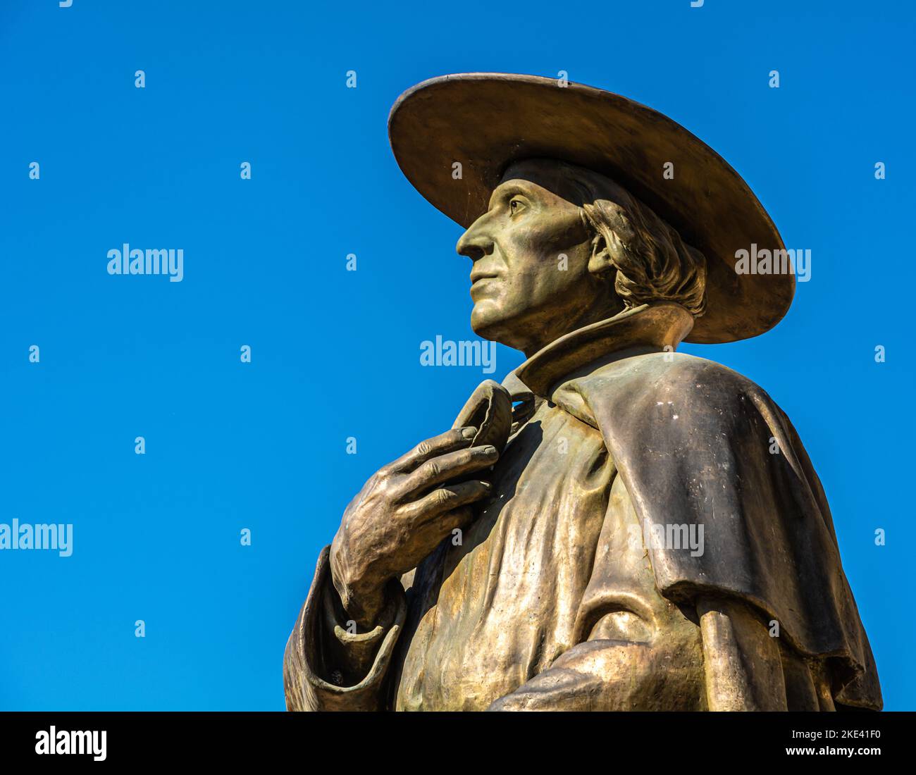 Statua equestre in bronzo di Eusebio Chini (Fhater Kino) - 1645-1711. Segno,Predaia, Val di non, provincia di Trento,Trentino Alto Adige - Italia - Foto Stock