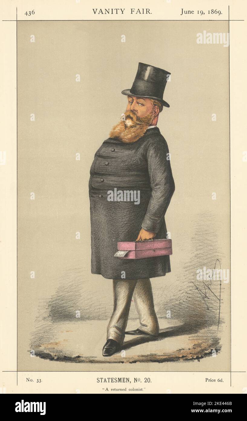 VANITY FAIR SPIA CARTONE ANIMATO Hugh Culling Eardley Childers 'A reported colonist' 1869 Foto Stock