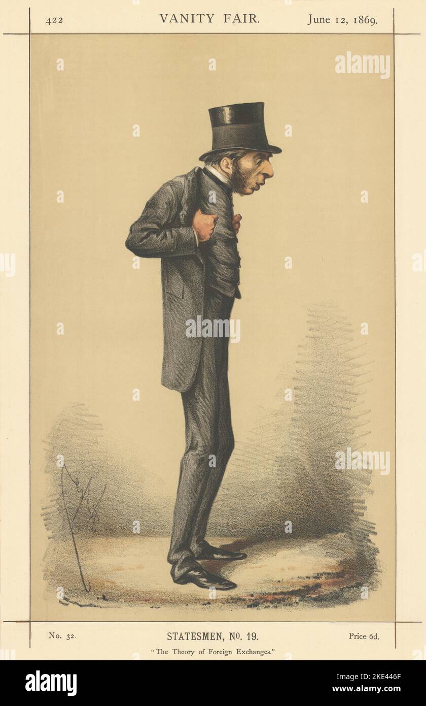 VANITÀ FAIR SPIA CARTONE ANIMATO George Goschen 'la teoria degli scambi esteri' 1869 Foto Stock