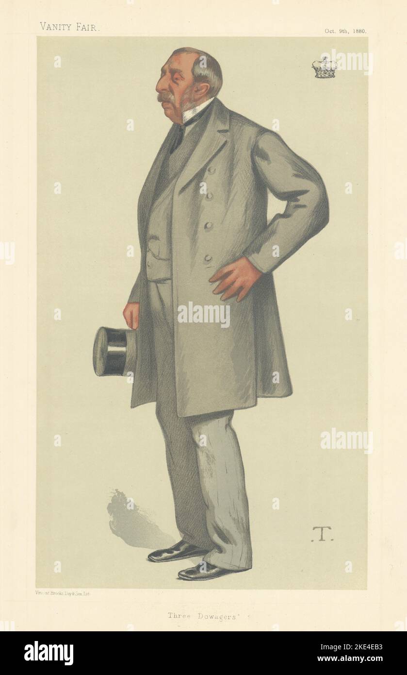 VANITY FAIR SPY CARTOON il Marchese di Ailesbury 'Three Dowagers' Bucks 1880 Foto Stock