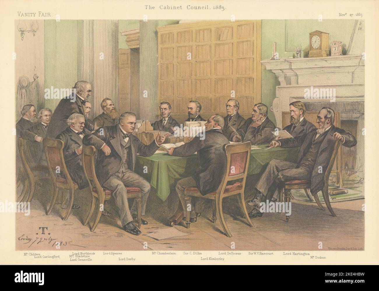 VANITÀ FAIR SPIA CARTONE ANIMATO 'il gabinetto Gladstone' Consiglio. Stampa politica 1883 Foto Stock
