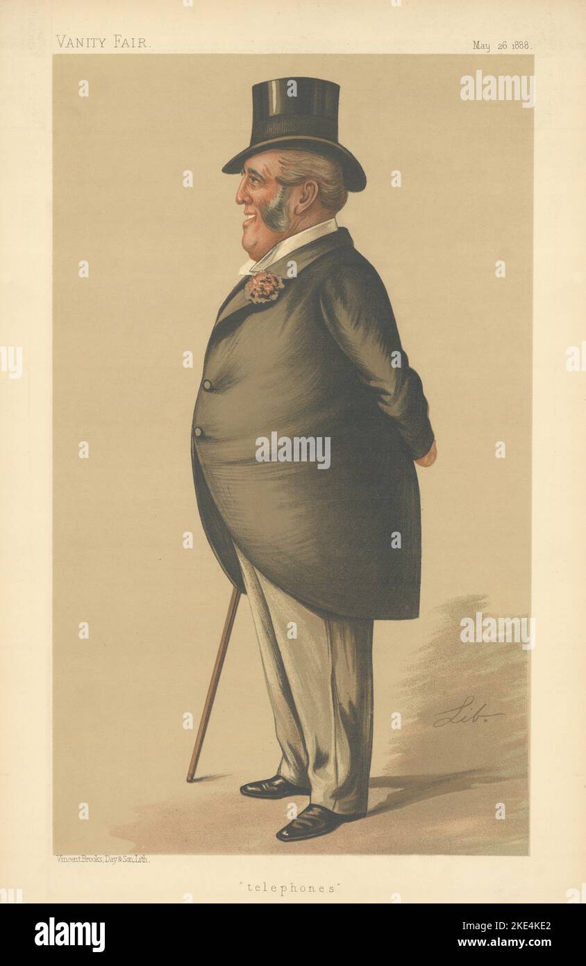 VANITY FAIR SPIA CARTONE ANIMATO James Brand 'telefoni' Business. Di lib 1888 stampa Foto Stock