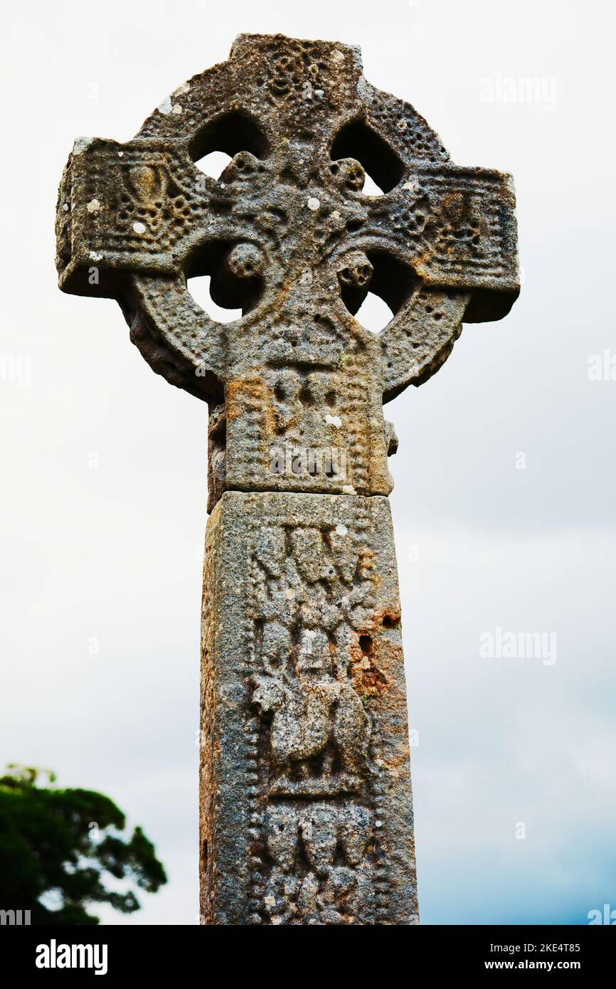 Drumcliff Celtic High Cross West Face, Drumcliff Monastery, County Sligo, Irlanda Foto Stock