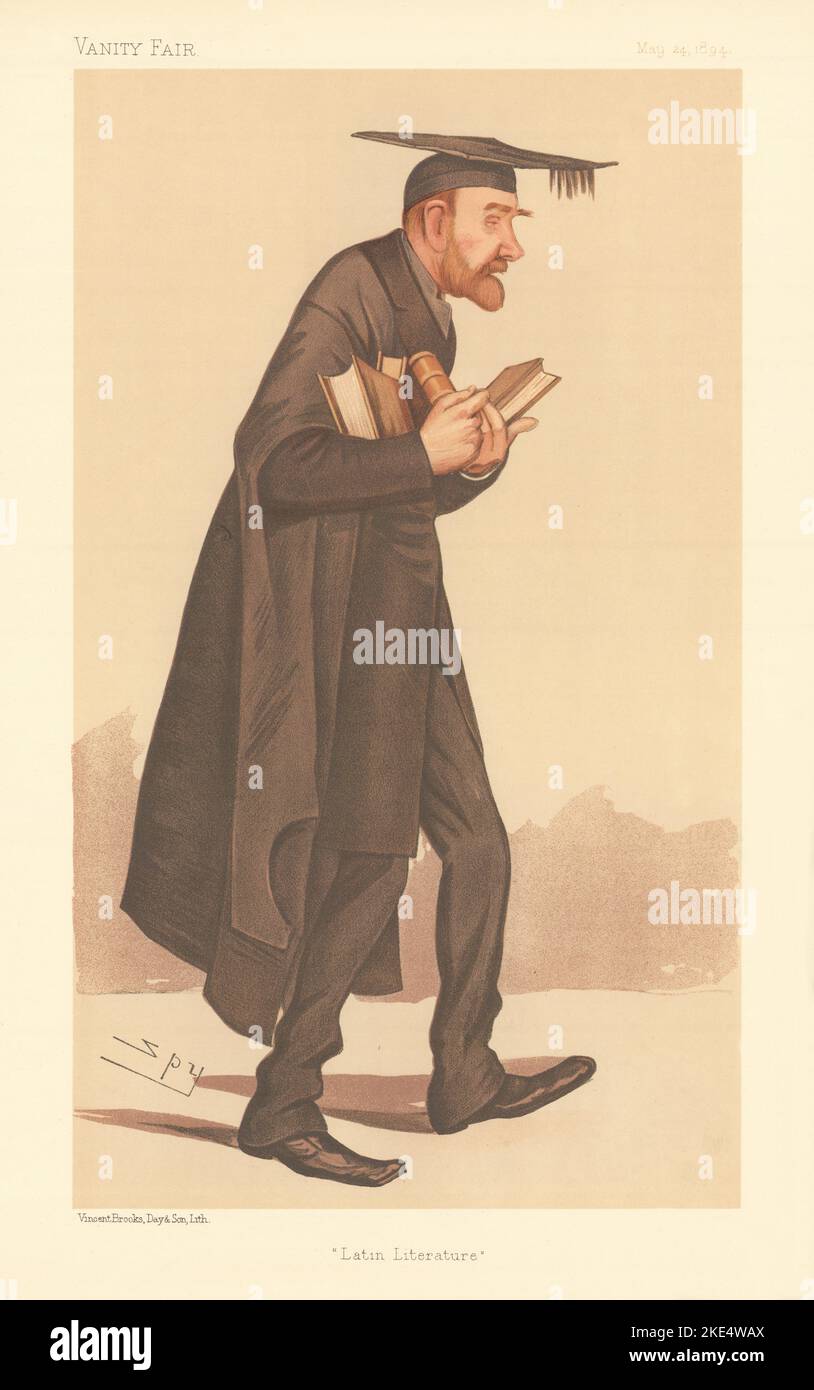 VANITY FAIR SPIA CARTONE animato Robinson Ellis 'Letteratura Latina' accademici 1894 stampa Foto Stock