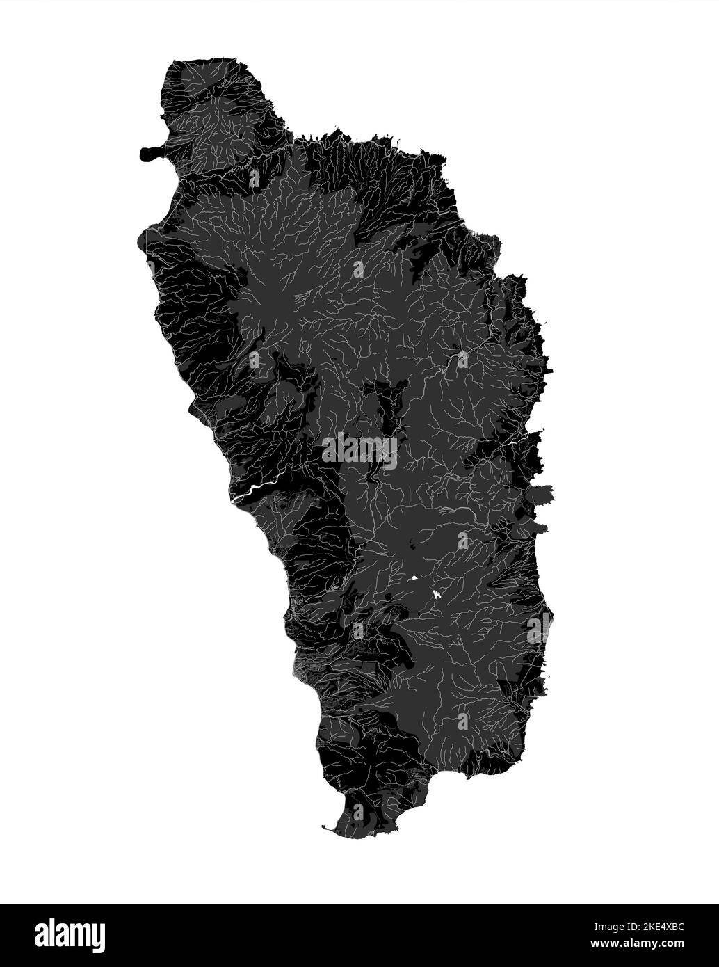Mappa Dominica, in bianco e nero Illustrazione Vettoriale