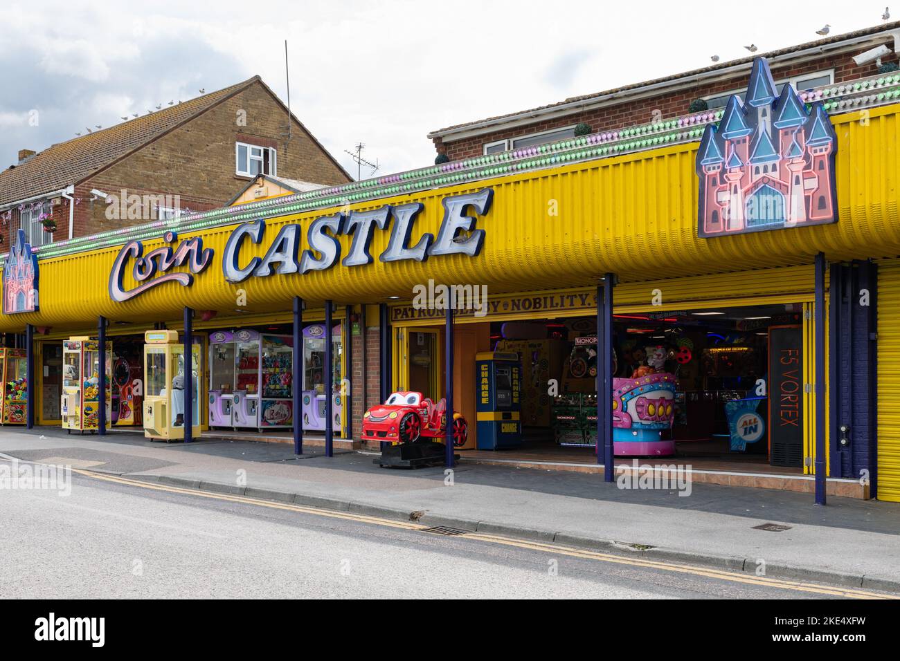 Coin Castle Amusement Arcade, The Promenade, Leysdown on Sea, Isola di Sheppey, Kent, Inghilterra, Regno Unito Foto Stock
