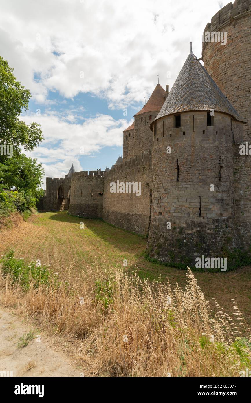 La Cité. Carcassonne. Dep. Aude Occitanie. Francia Foto Stock