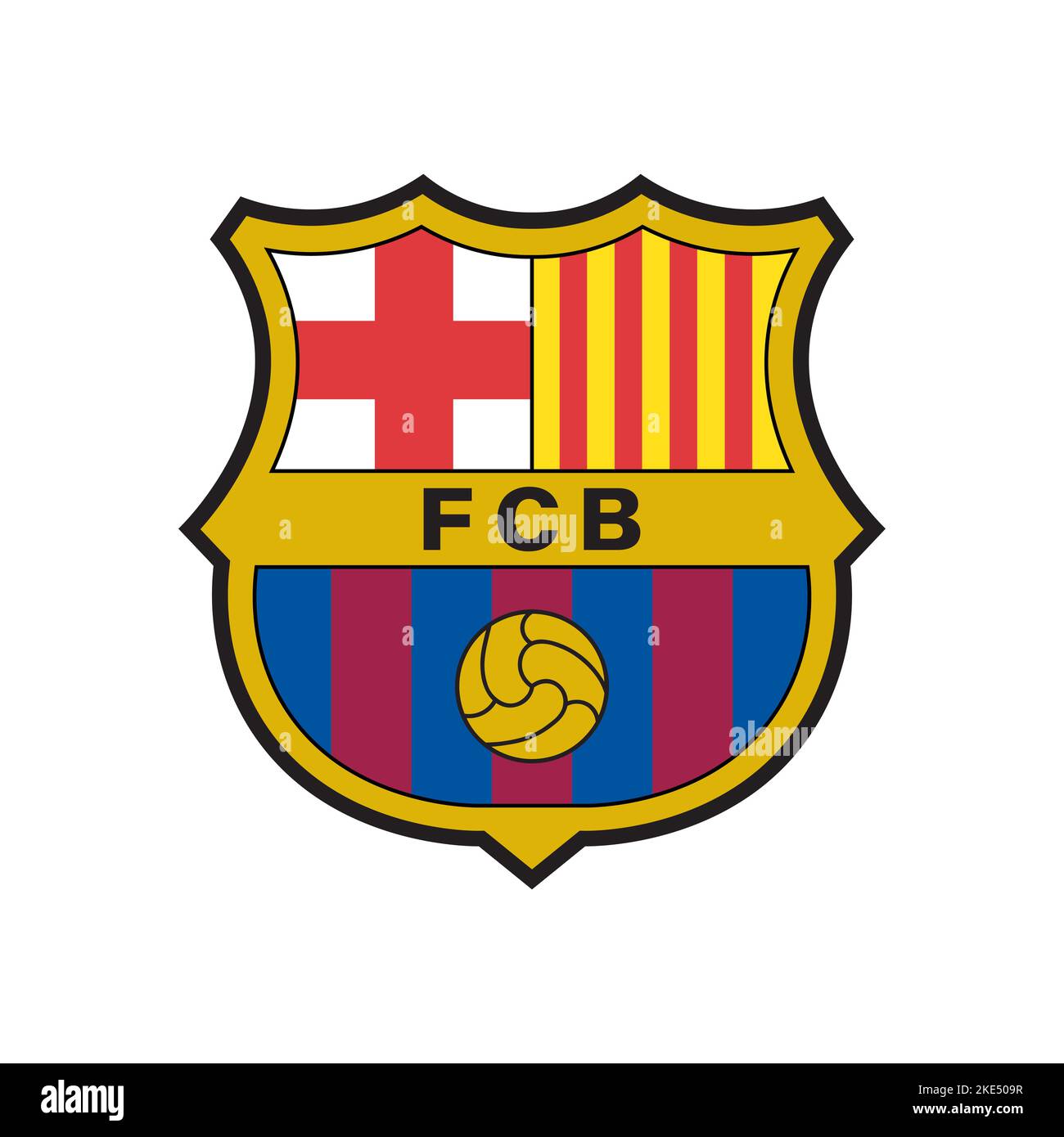 Vinnitsa, Ucraina - 20 ottobre 2022: Spagna, Primera, logo della squadra di calcio del FC Barcelona. Illustrazione editoriale vettoriale Illustrazione Vettoriale