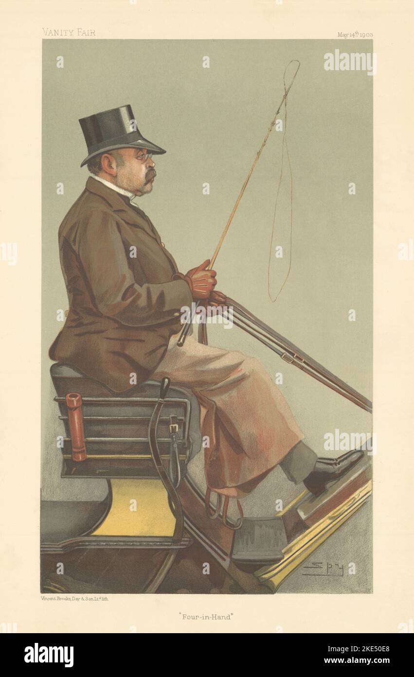 CARTONE ANIMATO SPIA VANITY FAIR Baron Adolph Deichmann 'Four-in-Hand' Carriage 1903 Foto Stock