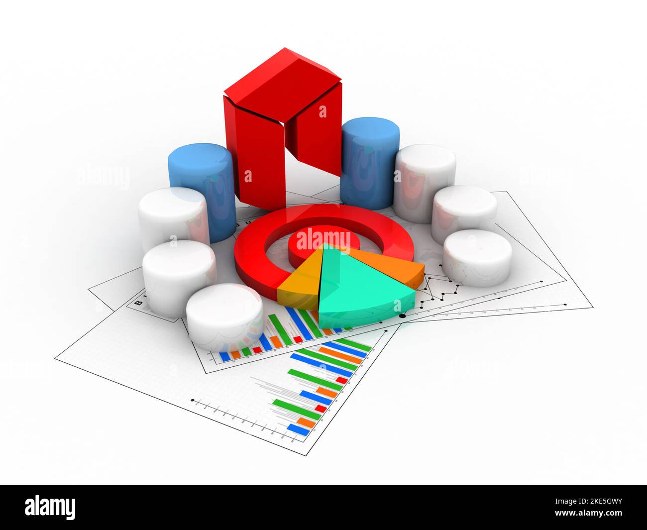 3D rendering del concetto di business online del mercato azionario. Grafico aziendale Foto Stock