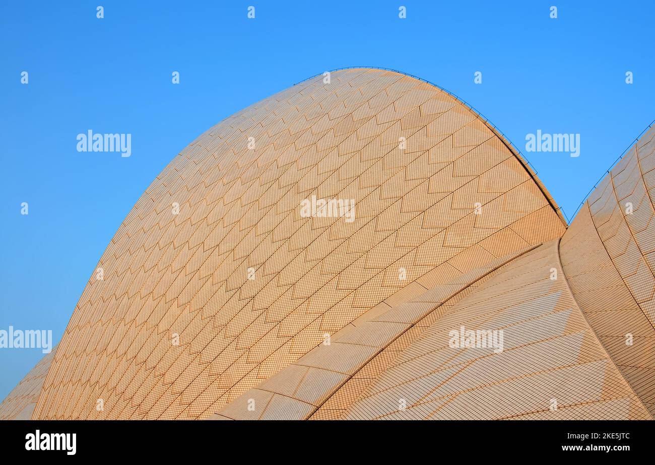 Sydney, New South Wales, Australia: Dettaglio del tetto della Sydney Opera House con piastrelle in ceramica. Teatro dell'Opera di Sydney. Foto Stock