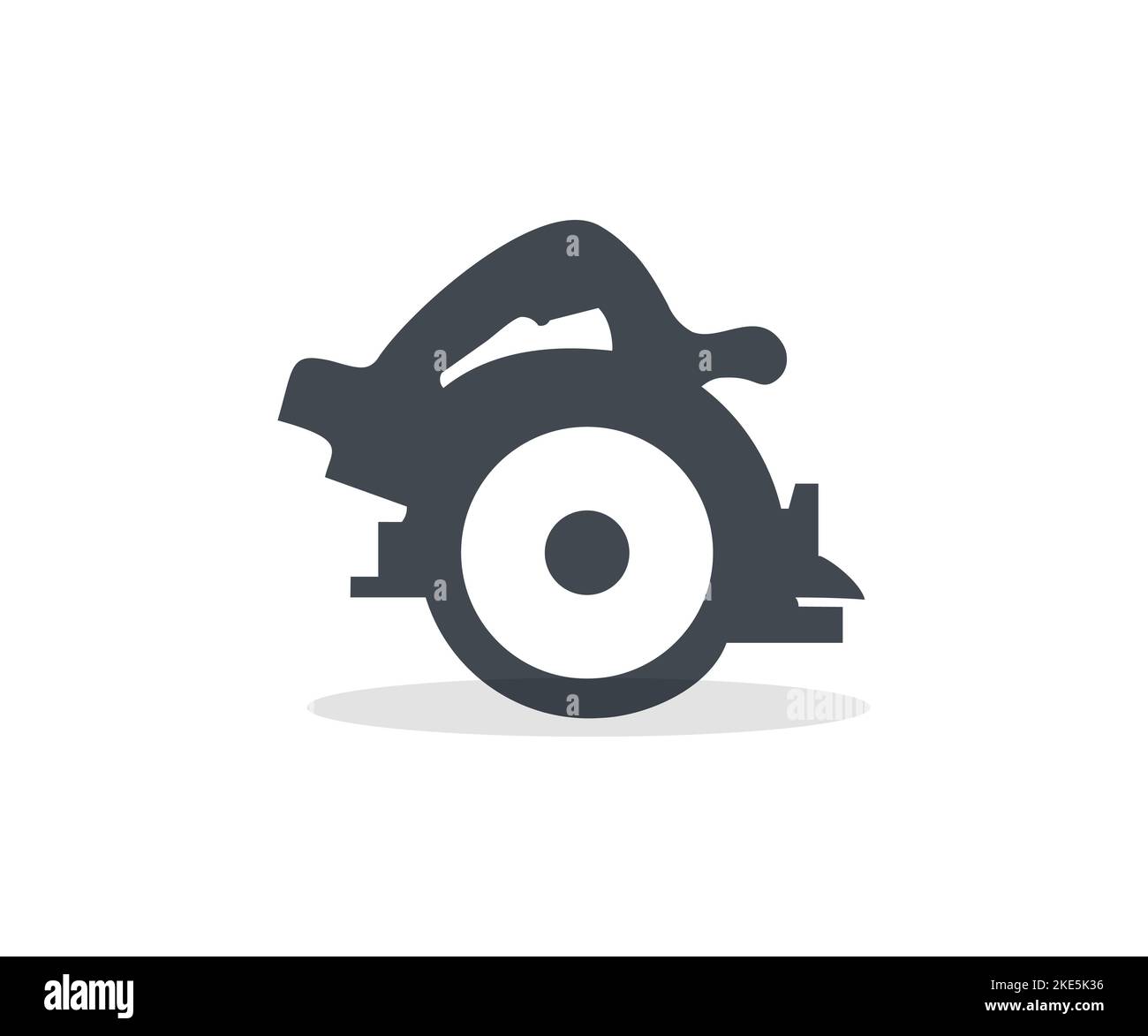Sega circolare Handherd, sega circolare portatile glyph logo design. Disegno e illustrazione vettoriale di manutenzione e regolazione della sega circolare. Illustrazione Vettoriale