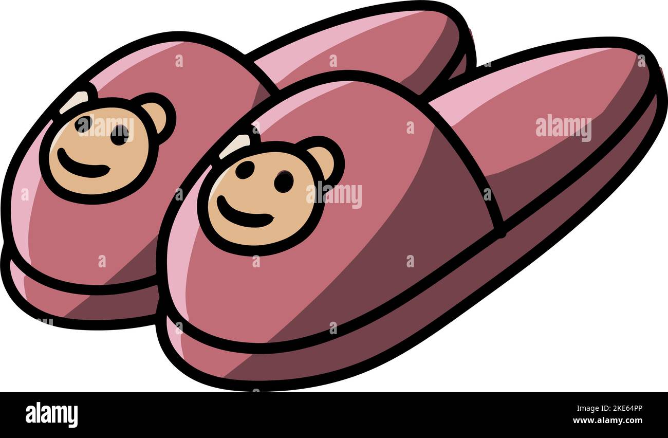 Un paio di pantofole rosa isolate su sfondo bianco. Illustrazione Vettoriale