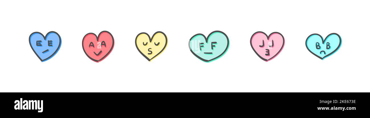 Cuori emoji. Cuore di Doodle su sfondo trasparente. Stile piatto. Design alla moda. Illustrazione vettoriale Illustrazione Vettoriale