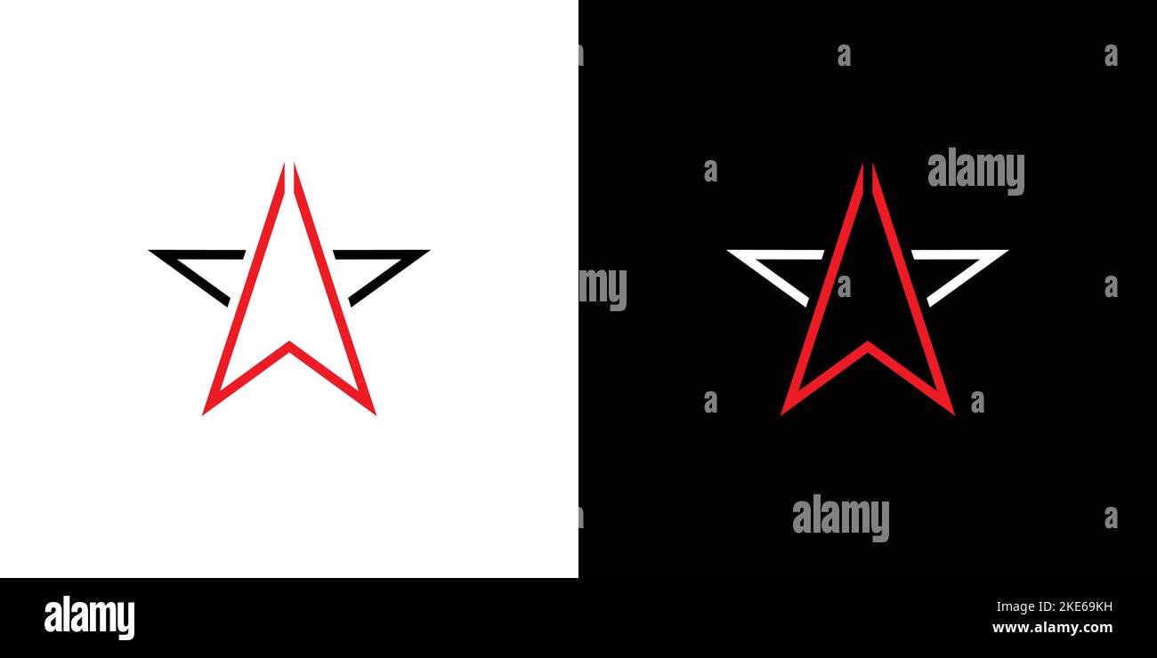 Lettera unica e moderna W iniziali logo design stella 2 Illustrazione Vettoriale