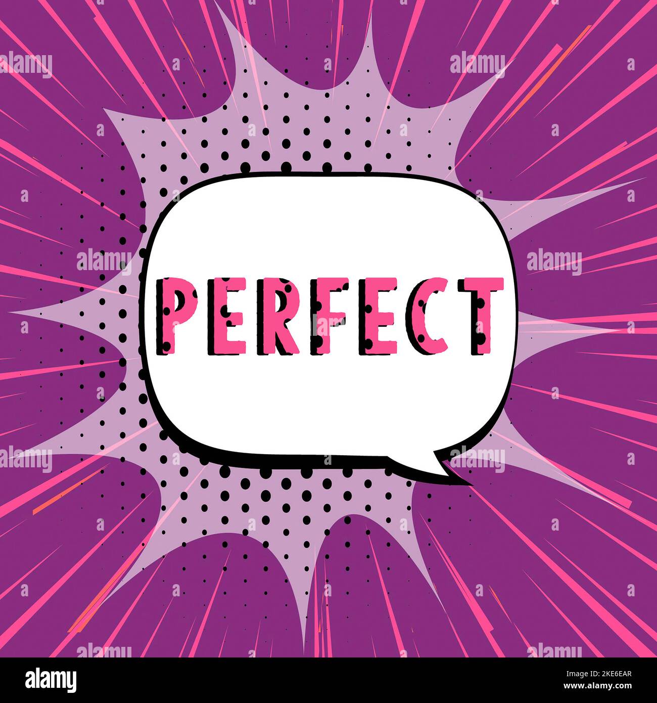 Scrittura visualizzazione testo perfetto. Vetrina aziendale completa senza difetti o difetti, precisa o precisa Foto Stock