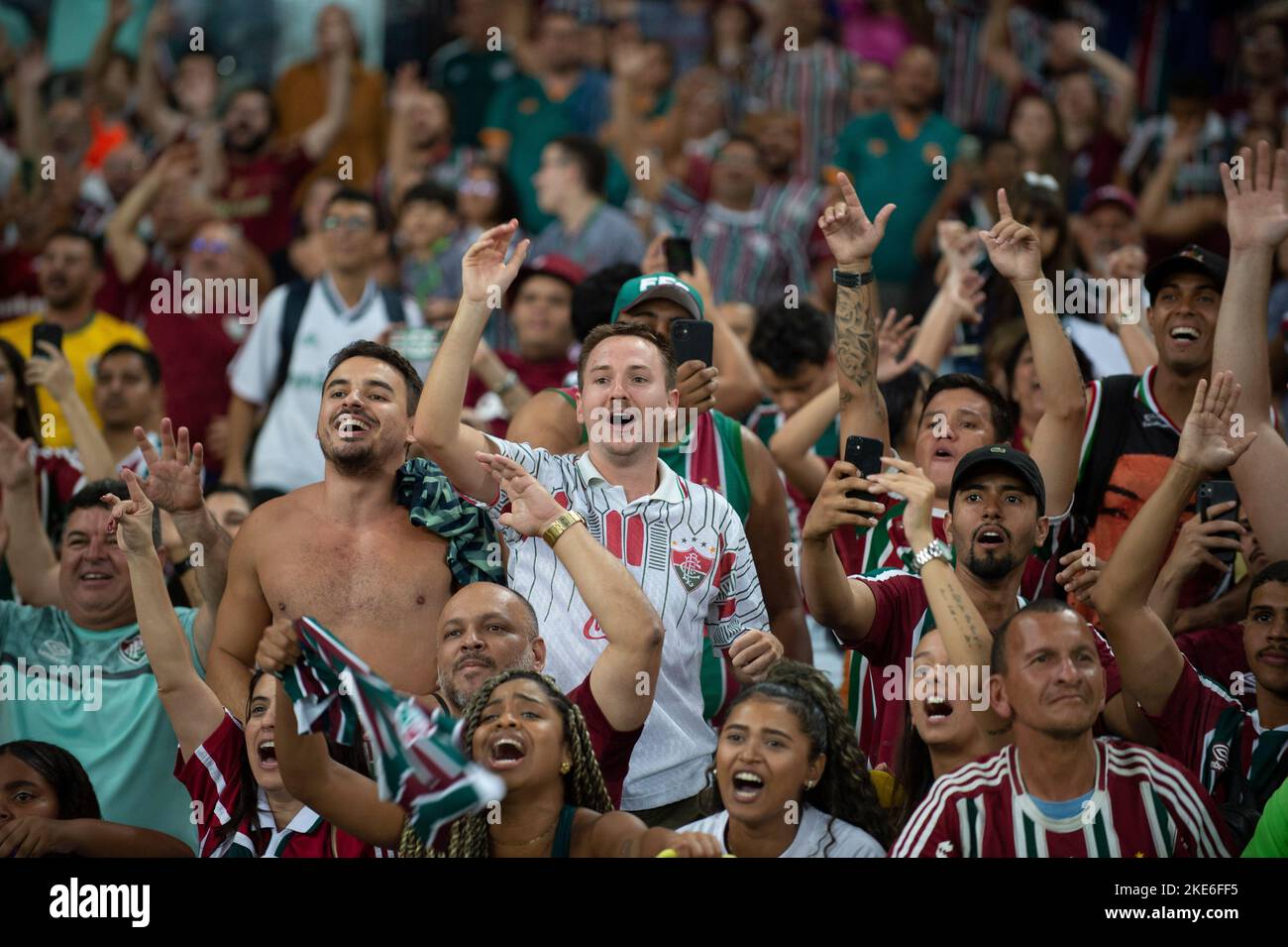 Rio, Brasile - 09 novembre 2022, tifosi in partita tra Fluminense vs Goias dal 37th ° round del Campionato brasiliano, Una serie in Maracana Stadium Foto Stock