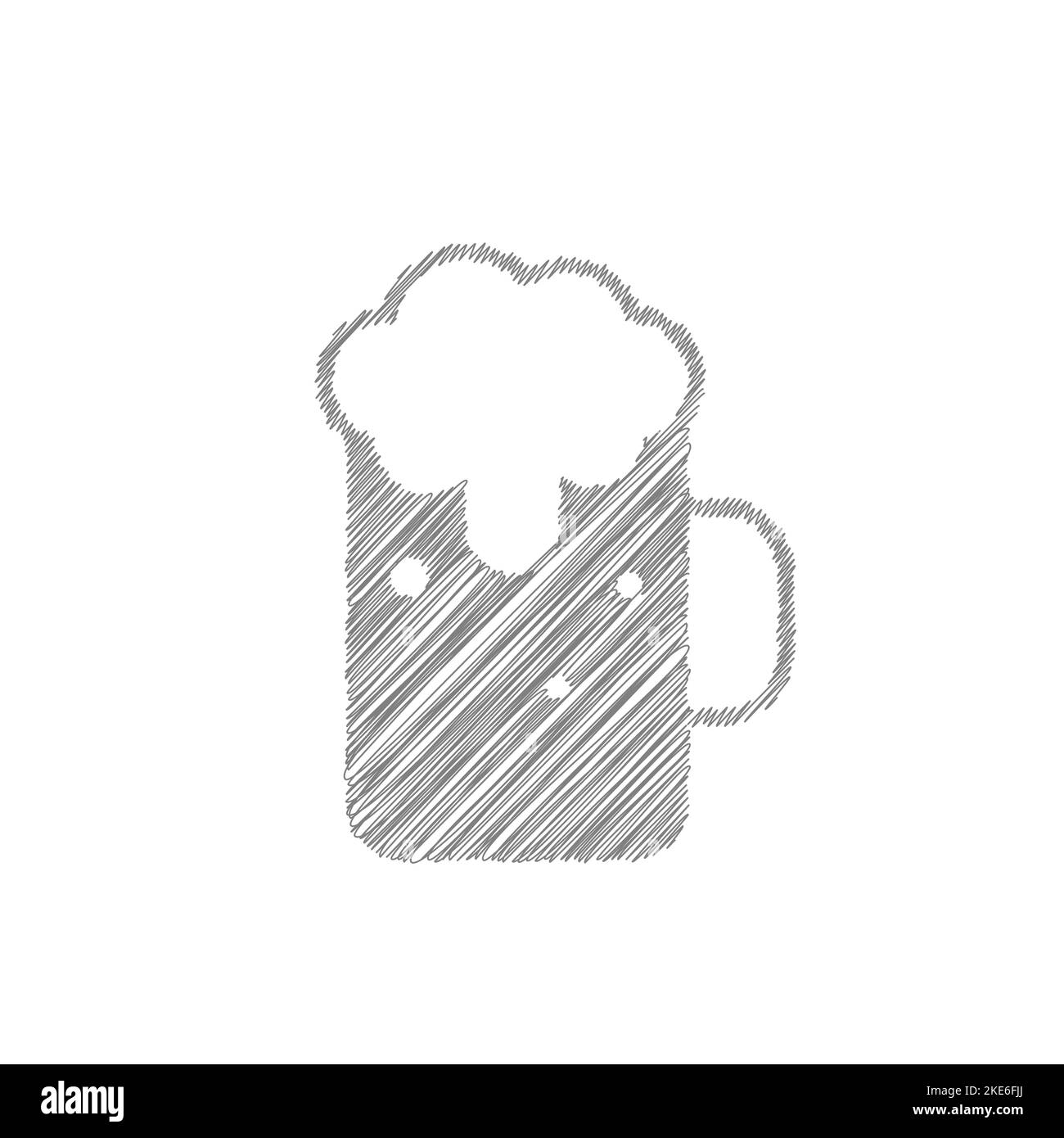 Icona del vettore di schizzo del vetro della birra. Illustrazione della tazza di birra Illustrazione Vettoriale