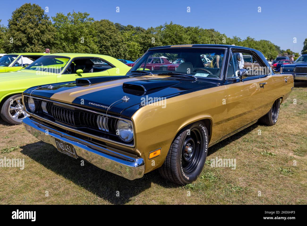1971 Plymouth Scamp ‘TNB 451J’ in mostra all’American Auto Club Rally of the Giants, tenutosi a Blenheim Palace il 10th luglio 2022 Foto Stock