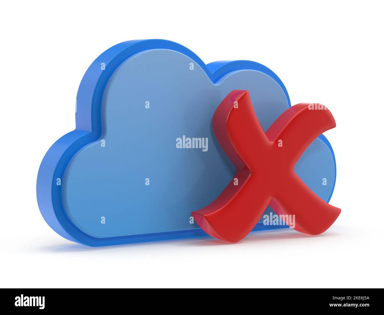 Cloud e Red Cross Mark , si tratta di un'immagine generata dal computer con rendering 3D. Isolato su bianco. Foto Stock