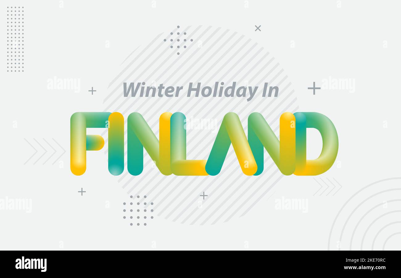 Vacanze invernali in Finlandia. Tipografia creativa con effetto Blend 3D Illustrazione Vettoriale