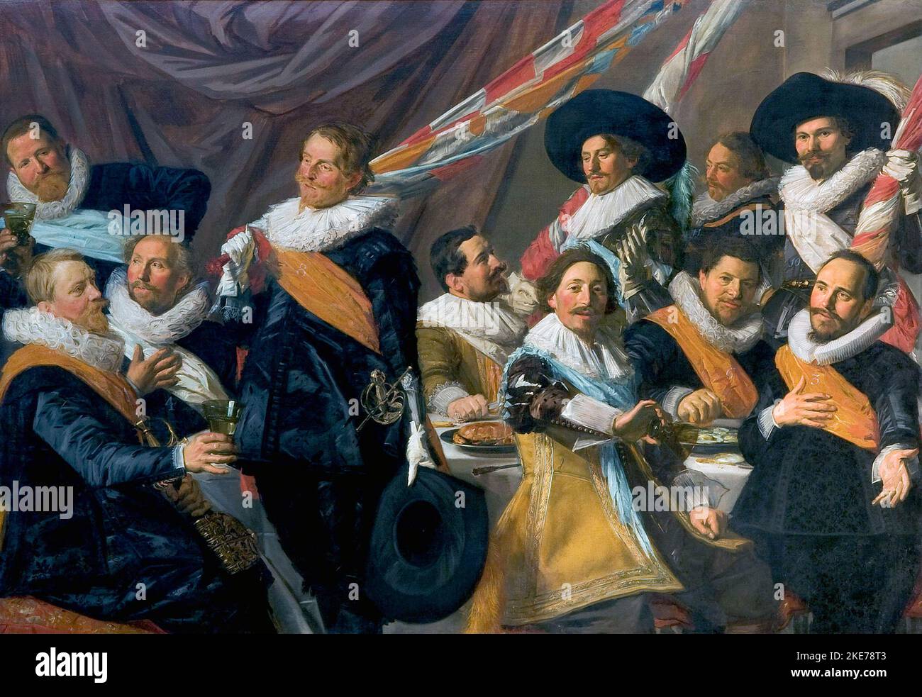 Il banchetto degli ufficiali della Compagnia di San Giorgio Militia nel 1627, Pittura di Frans Hals Foto Stock