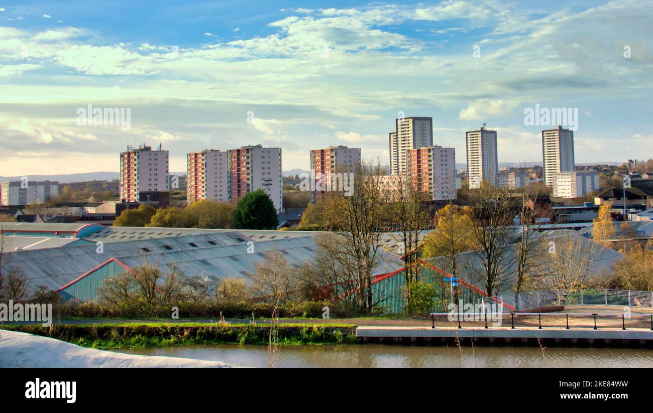 Wyndford alto edificio progetti immobiliari consiglio che ospita Glasgow, Scozia, Regno Unito Foto Stock