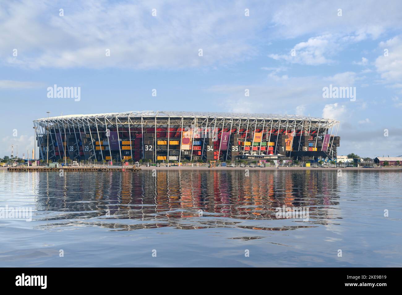 Lo Stadio 974, precedentemente noto come Ras Abu Aboud Stadium, è uno stadio di calcio costruito a Doha, in Qatar, per la Coppa del mondo FIFA 2022. Foto Stock