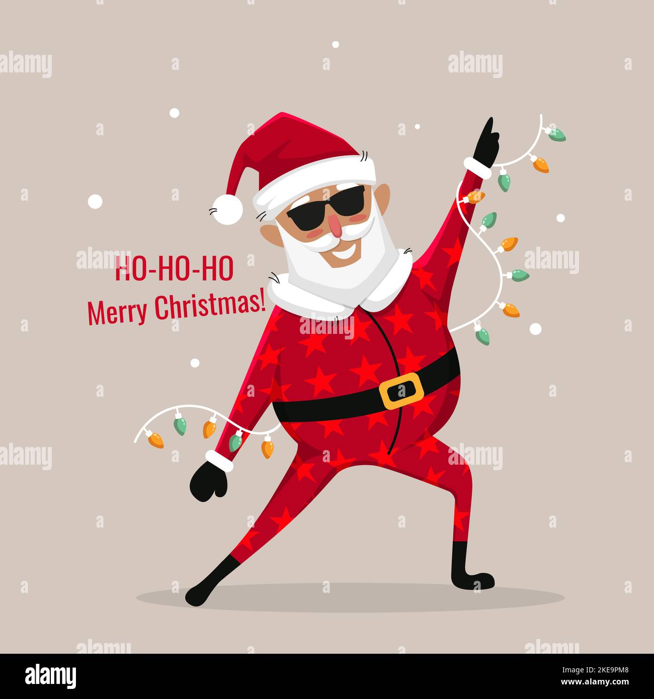 Buon natale carattere babbo natale in bicchieri con ghirlanda e testo ho ho ho e buon Natale Illustrazione Vettoriale