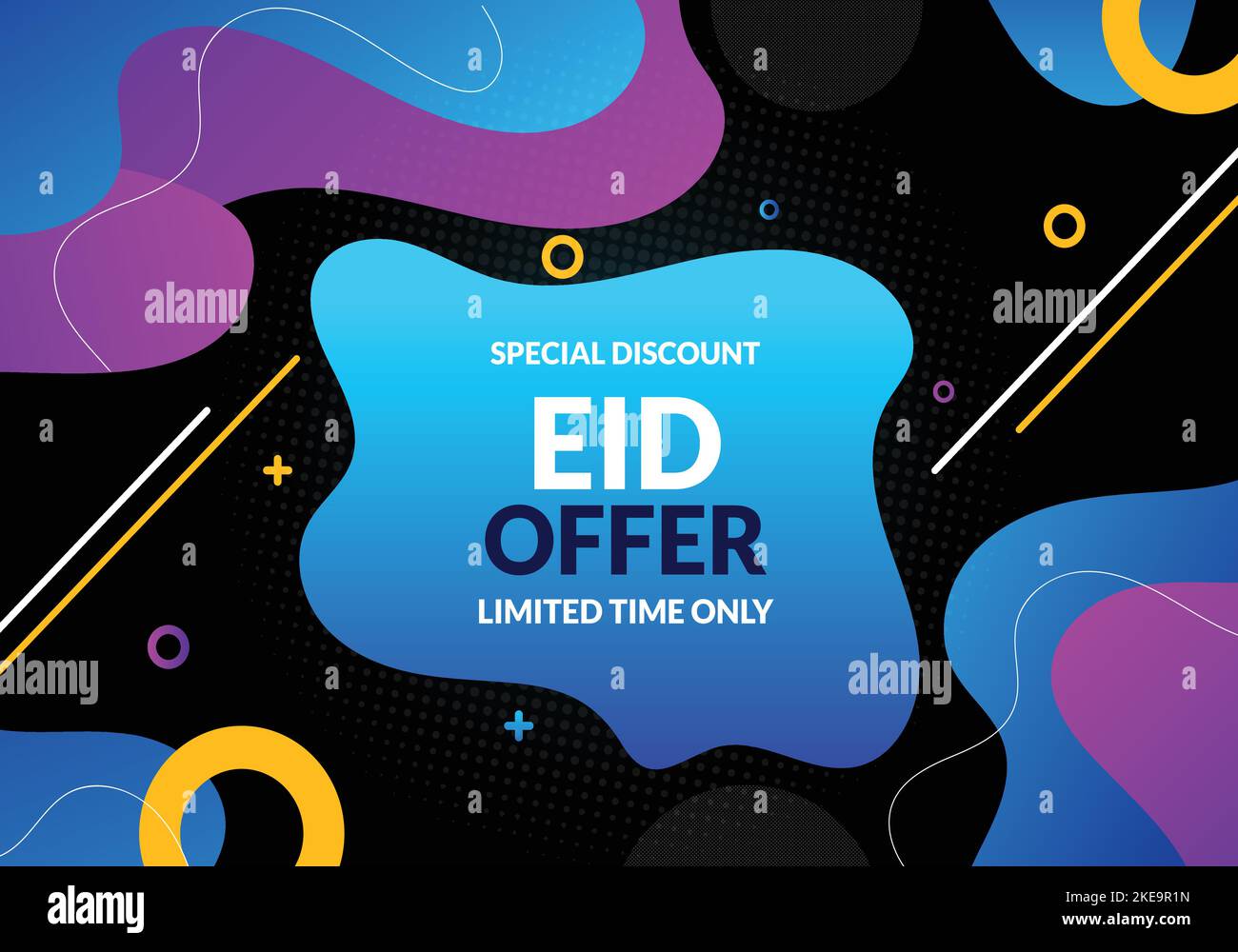 Felice offerta per il nuovo anno. Buon Eid Mubarak sale. Banner del sito Web o modello di post sui social media. Illustrazione Vettoriale