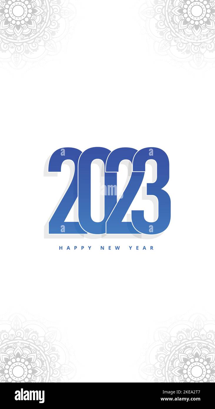 Felice anno nuovo 2023. Logo per calendario di nuovo anno e articoli di cancelleria per ufficio. Illustrazione Vettoriale