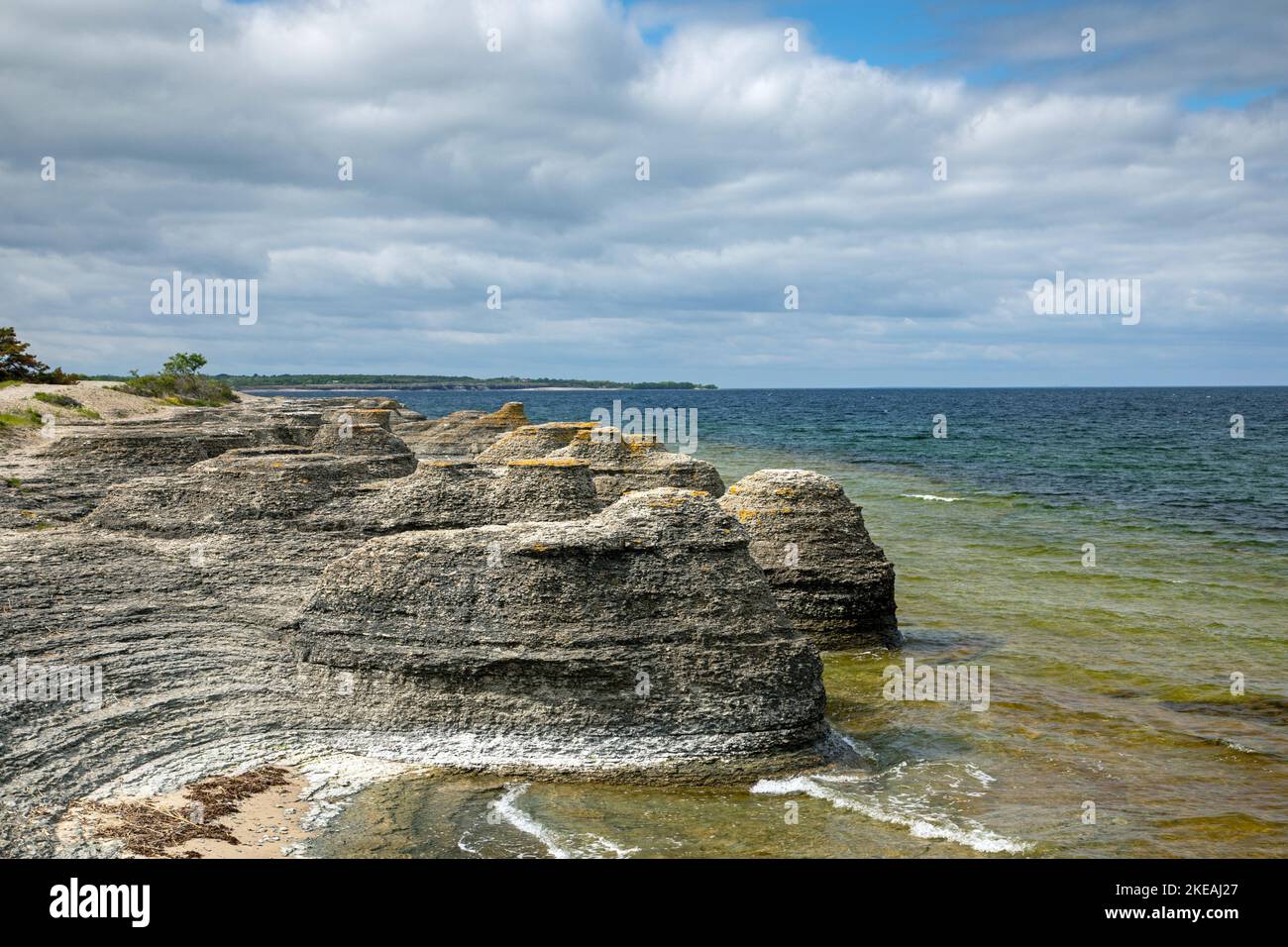 Byrums Raukar sulla costa occidentale, Svezia, Oeland, Boeda Foto Stock