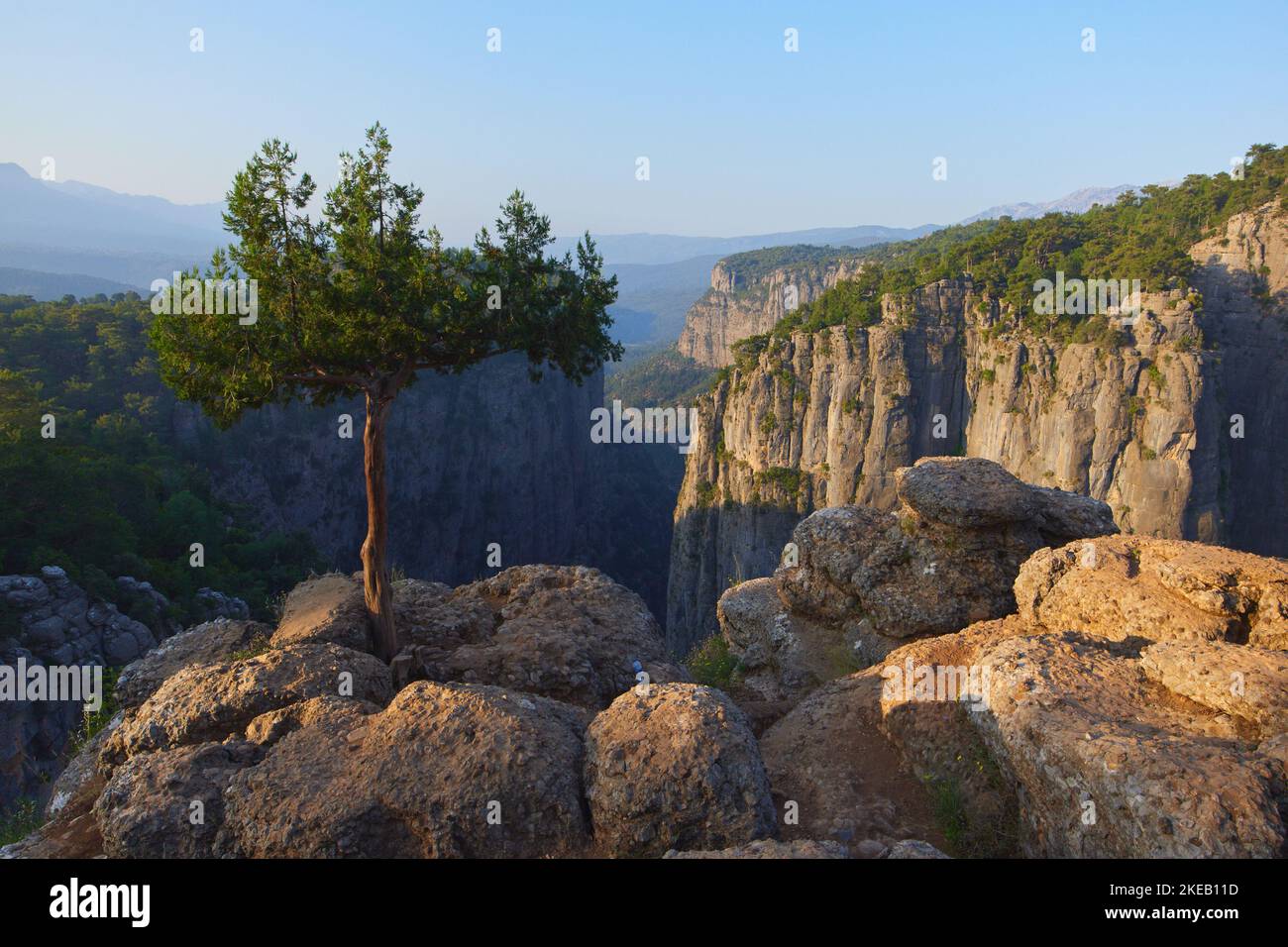 Splendida vista sul Tazi Canyon. Paesaggio epico di rocce a strapiombo e scogliere nel parco nazionale turco Foto Stock