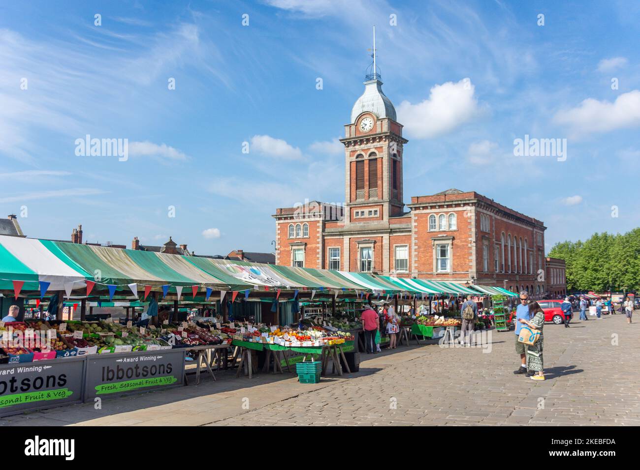 Chesterfield Market, Market Hall New Square, Chesterfield, Derbyshire, Inghilterra, Regno Unito Foto Stock