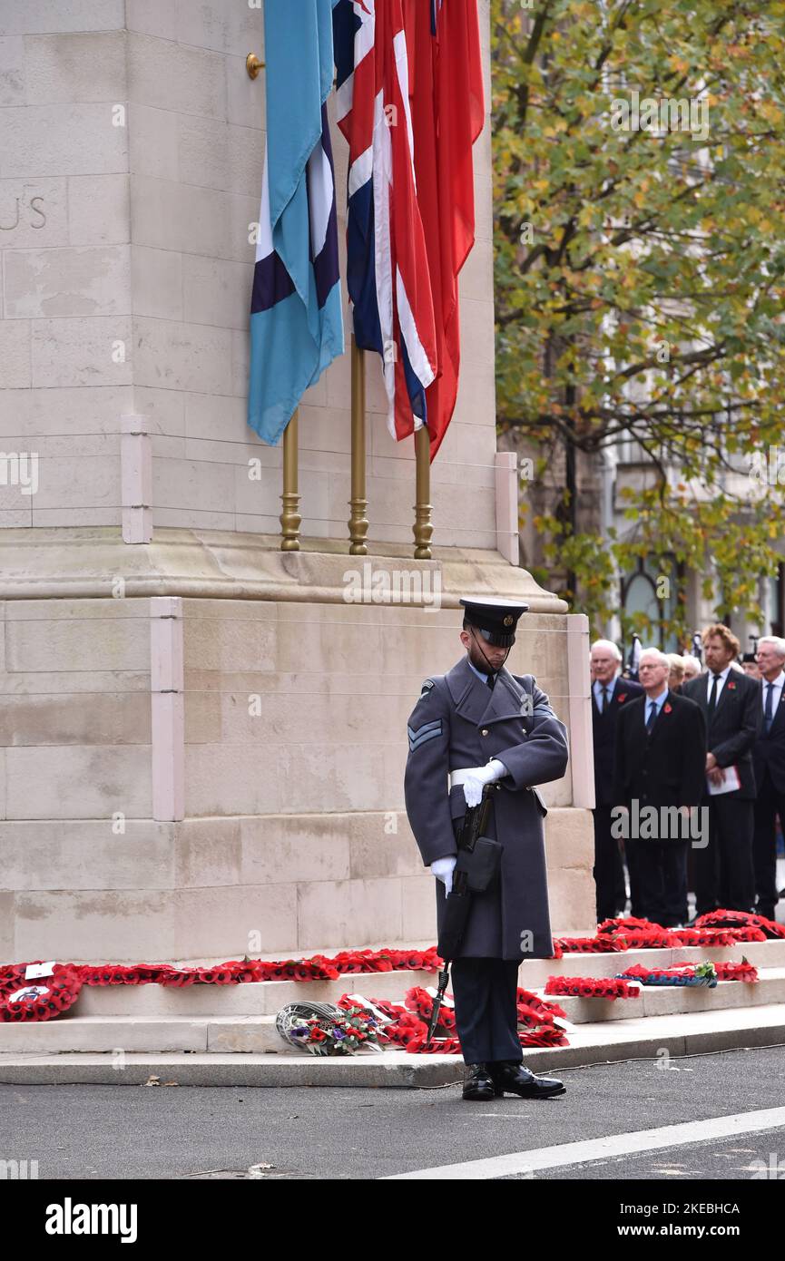 Londra, Inghilterra, Regno Unito. 11th Nov 2022. Servizio annuale di memoria al Cenotaph, organizzato dalla Western Front Association, per ricordare coloro che hanno servito i loro paesi durante la Grande Guerra del 1914-18. (Credit Image: © Thomas Krych/ZUMA Press Wire) Foto Stock