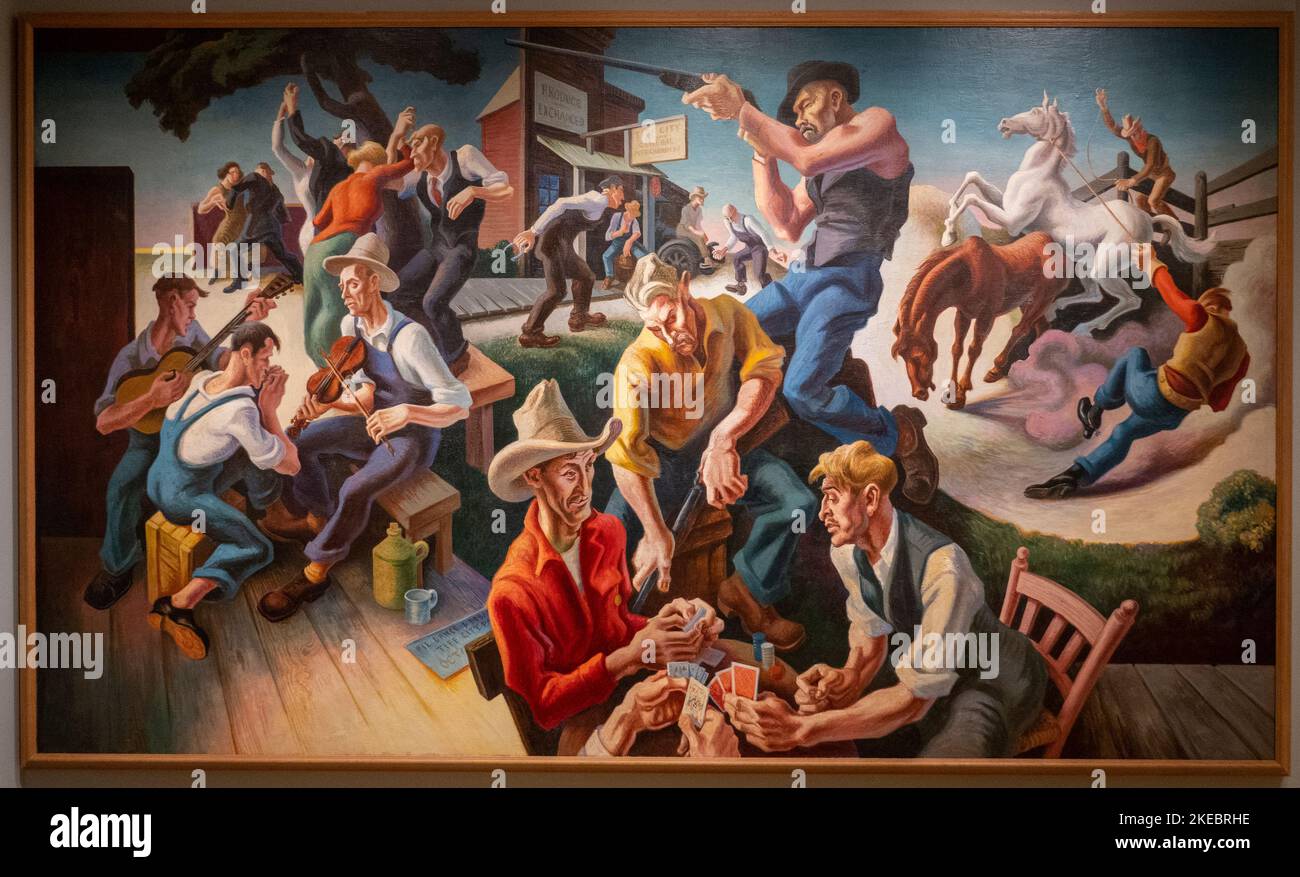 Thomas Hart Benton dipinti nel New Britain Museum of Art in New Britain CT Foto Stock