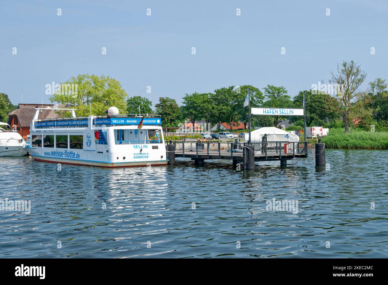 Weisse-flotte, porto di Sellin, Ruegen, Mecklenburg-Vorpommern, Germania, Europa Foto Stock