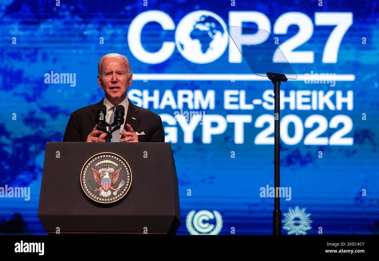 Sharm El Sheikh, Egitto. 11th Nov 2022. Il presidente DEGLI STATI UNITI Joe  Biden ha tenuto un discorso durante la conferenza sul clima del COP27 nella  località turistica egiziana del Mar Rosso