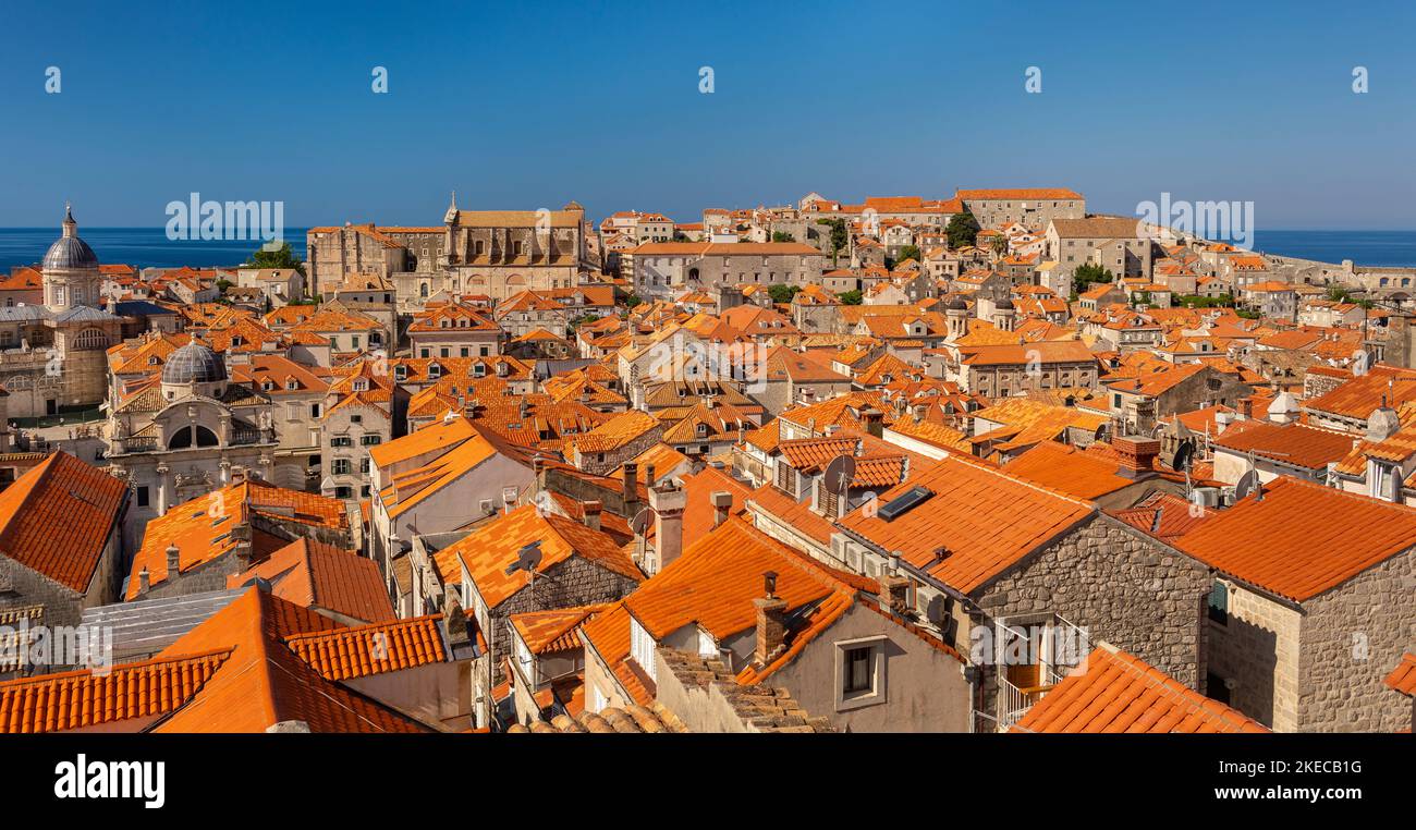 DUBROVNIK, CROAZIA, EUROPA - la città fortificata di Dubrovnik sulla costa della Dalmazione. Foto Stock