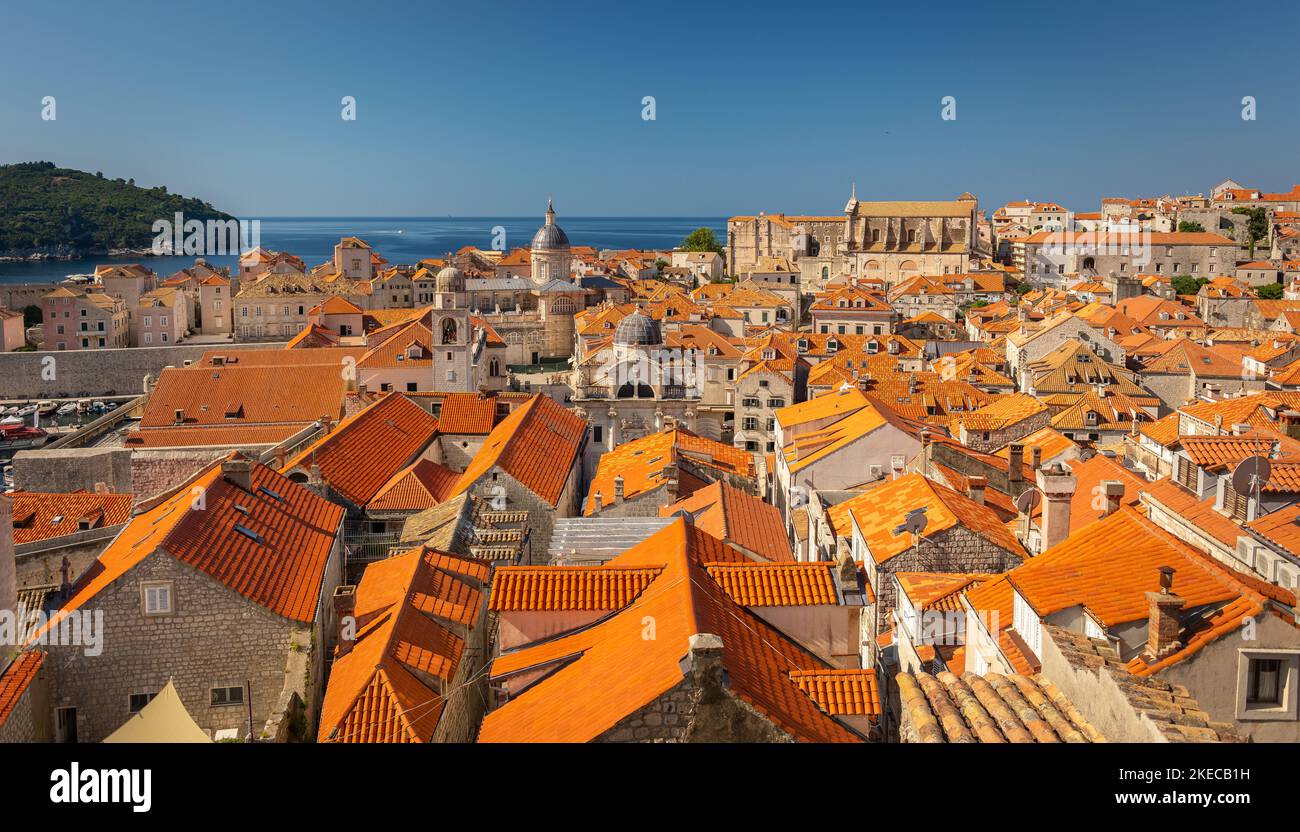 DUBROVNIK, CROAZIA, EUROPA - la città fortificata di Dubrovnik sulla costa della Dalmazione. Foto Stock